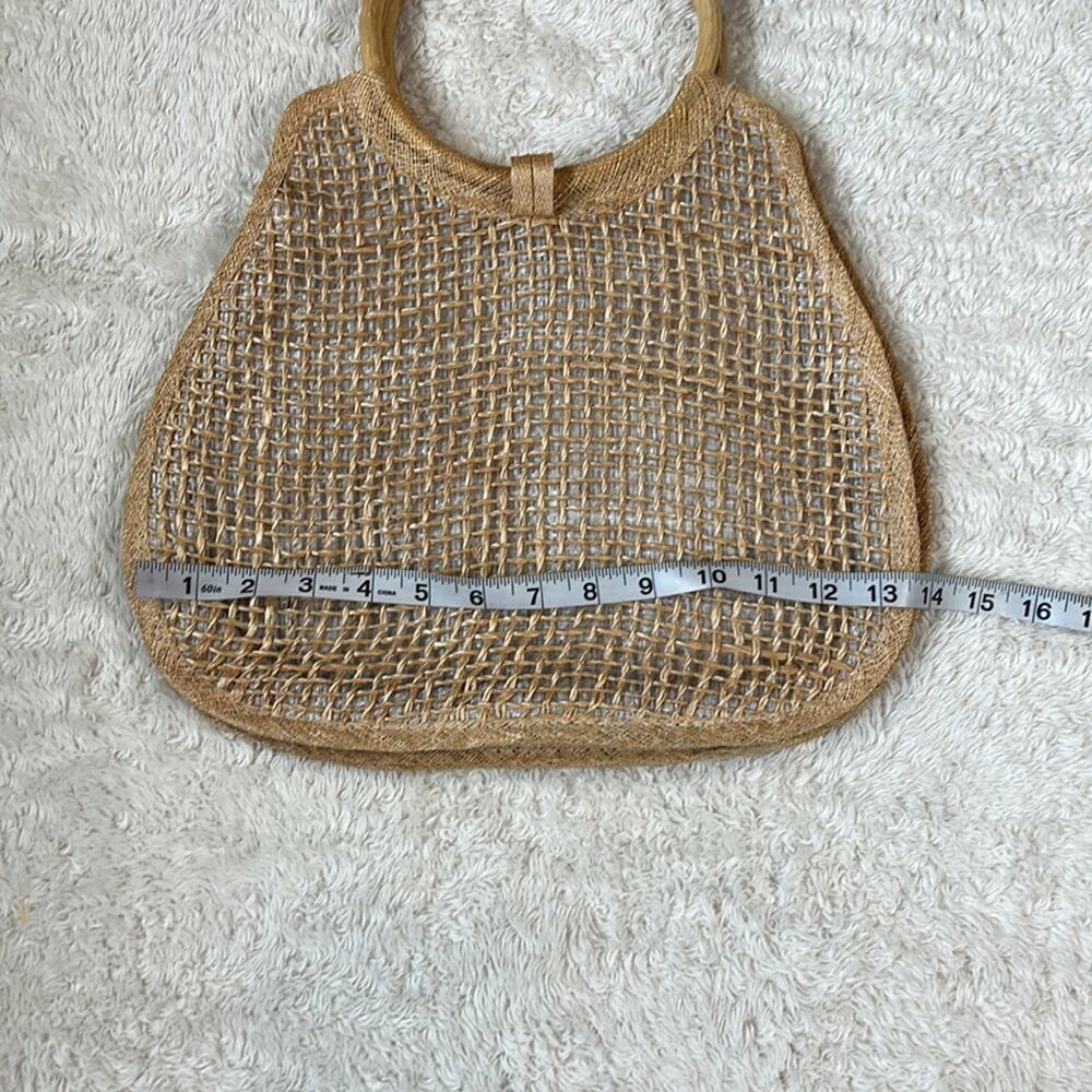 Unbranded Flower Ribbon and wood handle rattan handbag - Picture 7 of 7
